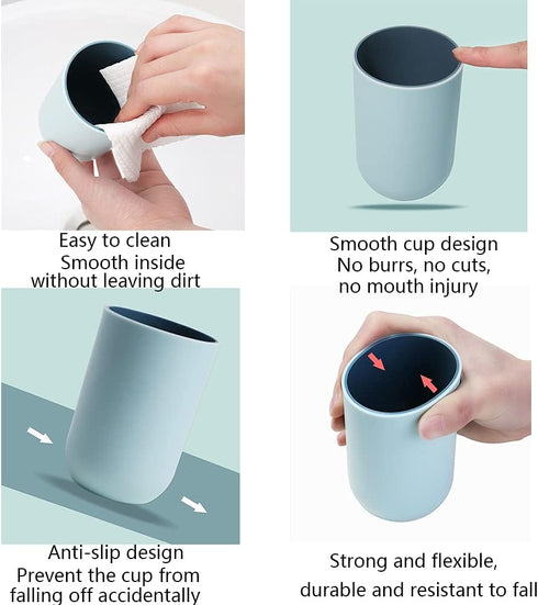 Unbreakable Reusable Drinking Cups Set of 2, Plastic Toothbrush Tumblers 300 ml/10.5 oz, Dishwasher Safe