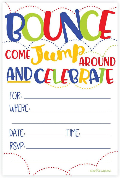 Bounce House or Jumping Party Invitations with Envelopes (20 Count)