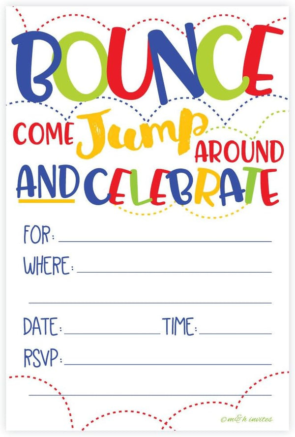 Bounce House or Jumping Party Invitations with Envelopes (20 Count)