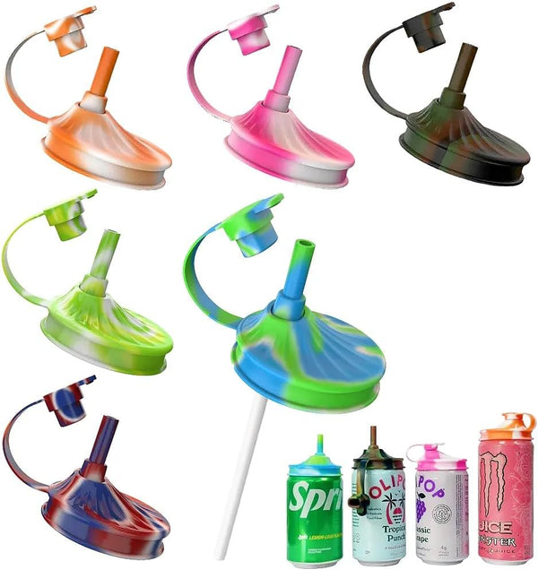 6 Pack Soda Can Lids with Straw,Silicone Soda Can Covers,Pop Can Cover,BPA-Free,Reusable