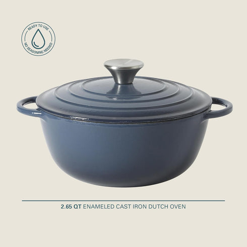 2.65 500F, Gibson Home Addlestone Qt Enameled Cast Iron Dutch Oven Pot with Lid Round, Oven Safe to Ideal for Bread