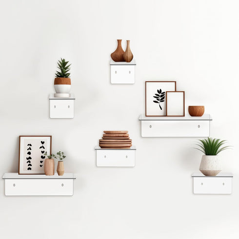 6 Pack 4'' 6'' 9'' Pinkunn Clear Acrylic Floating Shelves for Wall Small Floating Shelf No Drilling with Adhesive