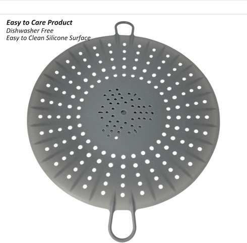 Korean Made Silicone Steamer Basket, 10" Size, Flexible Design Steamer Insert (Gray)