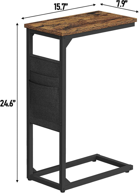 TB01BB082 TUTOTAK C Shaped End Table, Side Table for Couch, Sofa Table with Storage Bag, TV Tray for Living Room