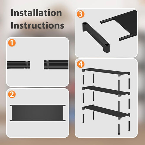 2 Closet SAN HE Long Shoe Rack-Shoe Organizer Tier Shoe Rack for Front Door Entryway Garage, Stackable Free Standing