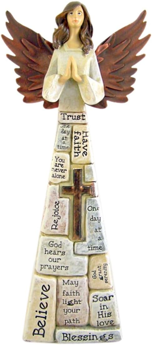 Praying Angel Faith-Filled Robes - Whitewashed 4 x 10.5 Resin Tabletop Figurine