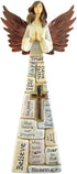 Praying Angel Faith-Filled Robes - Whitewashed 4 x 10.5 Resin Tabletop Figurine