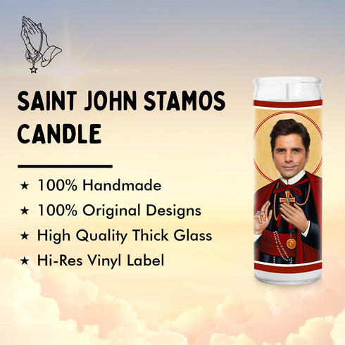 Stamos Celebrity Glass Jar Candle – Unscented Handmade Soy Wax Votive Candle for Home Decor Collectible
