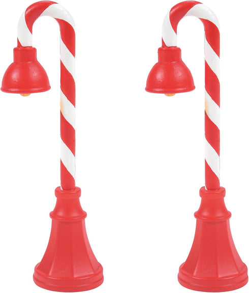 Department 56 Village Collection Sweet Evening Glow Peppermint Street Lamps Figurine Set, 3.5 Inch