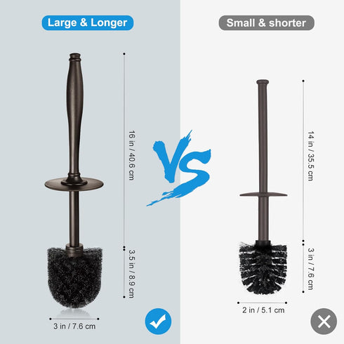 Set: 2 Pack Bronze1 HAMITOR Toilet Bowl Brush Holder Modern Deep Cleaning Bathroom Toilet Scrubber with Caddy for rv