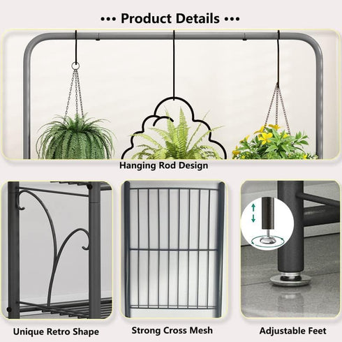 3 SORCEDAS Plant Stand Indoor Outdoor Tier Tall Corner Hanging Plant Shelf Metal Flower Stands Ladder Plant Holder