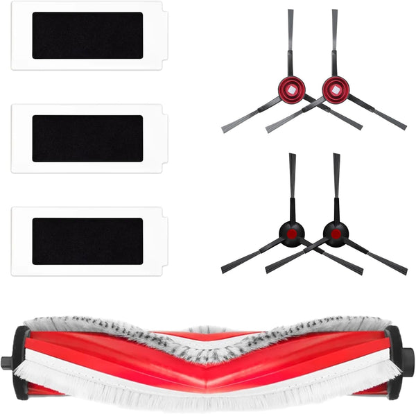 Yeedi Buddy Kit for C12 Series Robot Vacuum, Anti-Tangle Main Brush * 1pc, Side Brush * 4pcs, Filter * 3pcs