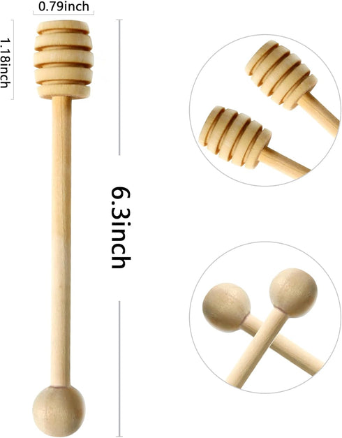 4PCS 6.3 Inches Honey Mixing Stirrer, Wooden Honey Dipper, Smooth Honey Comb Stick, Honey Spoon Collecting Dispensing
