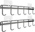 YiZhi Adhesive Wall Hooks Rack, Space Saving Kitchen Rail with 6 Hooks, No Drilling Wall Mounted Accessory Hanger, Pack