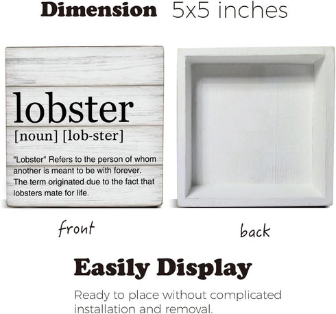 Dumyum 5 5 Inches Lobster Definition Decor Lobster Definition Wooden Box Sign Rustic Desk Decorative Wooden Sign Home