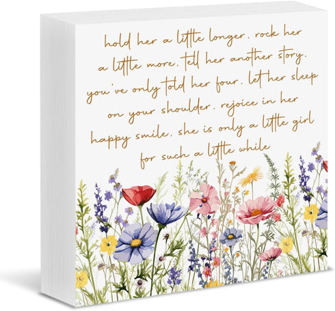 UYVQXA Girl Nursery Decor Nursery Wildflower Wood Sign Hold Her a Little Longer