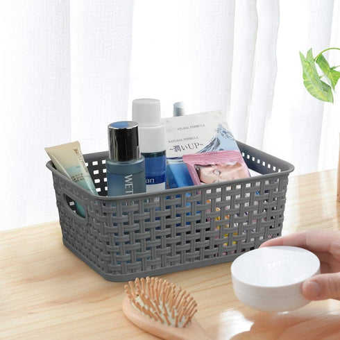 Teyyvn Plastic Storage Basket, Pack of 6, 10.03" x 7.59" x 4.09", Gray