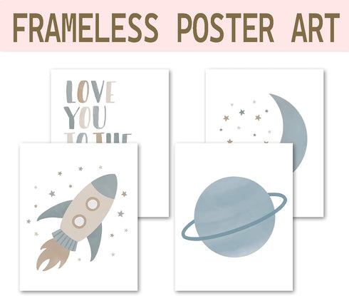 foedor Set 4, 8x10 Boho Neutral Wall Art Prints of Boho Nursery Decor Girl Boy, Love You to the Moon and Back Wall