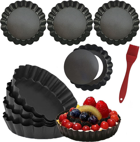 DATANYA 8 Pack Mini Tart Pans, 4 Inch Nonstick Round Quiche Pan with Removable Bottom for Dessert Baking