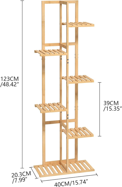 6 Laiensia Bamboo Plant Stand Rack Tier,Multiple Stand Holder Shelf Rack, Indoor&Outdoor Planter Display Shelves