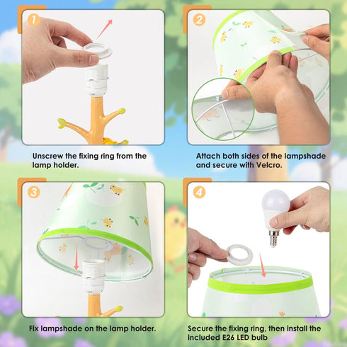 HERBESTBAY 16 Inch Bulb, Table Lamp for Kids, Cute Chicken Bedside Lamp with LED Animal Resin Desk Lamp for Boys Girls