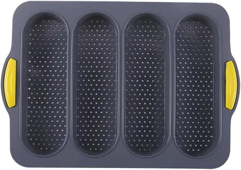 4-Cavity Silicone Bread Loaf Pan, Nonstick Sourdough & Heat Resistant Baguette Bread Pan, Silicone Molds for Baking