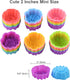 Reusable Silicone Baking Cups, 2 Inch Mini Size Multi Flower Shapes Muffin Liners, Pack of 36, Multicolor