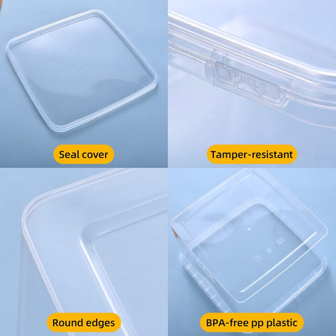 SHPii 88 oz. Square Clear Deli Containers with Lids, BPA-Free, Reusable for Kitchen Storage, Meal Prep - 10 Packs