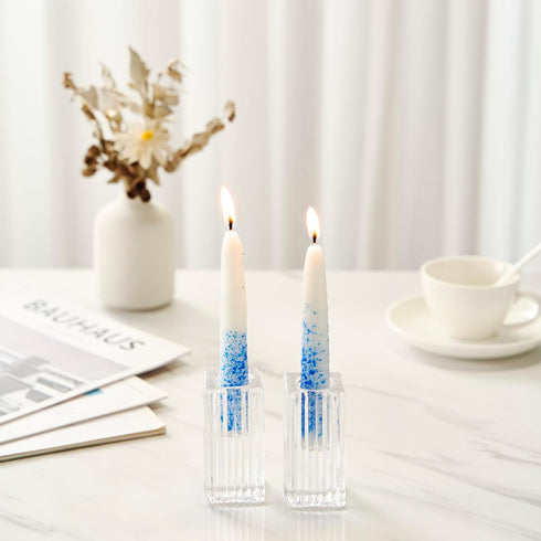 Rite Lite Blue & White Shabbat Candles – Premium 12 Pack Traditional Dinner Table Candles with Gift Box
