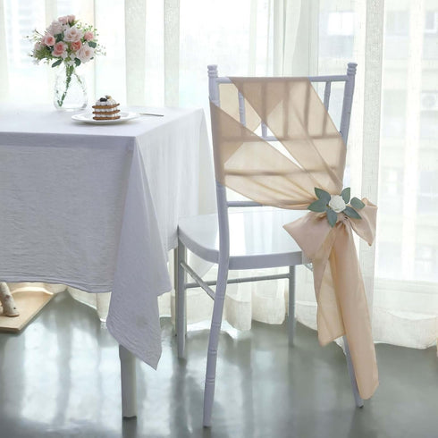 5 6x108 Efavormart PCS Nude Polyester Chair Sashes Tie Bows for Wedding Events Decor Chair Bow Sash Party Decor