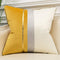Avigers 18 x 18 Inches Yellow White Gold Leather Striped Patchwork Velvet Cushion Case for Couch, Living Room