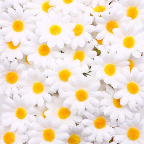 JOHOUSE 200PCS Silk Daisy Flower Heads, Artificial Daisies Table Confetti for Baby Showers