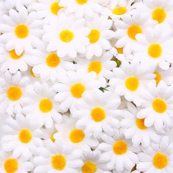 JOHOUSE 200PCS Silk Daisy Flower Heads, Artificial Daisies Table Confetti for Baby Showers