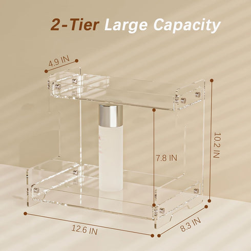 Counter Countertop 2 Bathroom Organizer Tier Storage Acrylic Corner Makeup Organizer for Perfume Stand, Vanity Holder