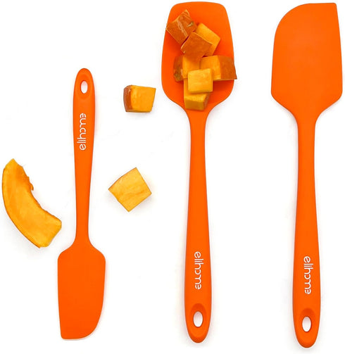 Chef Series 3 Piece Silicone Spatula Set - 600°F Heat Resistant Kitchen Scrapers for Cooking, Orange
