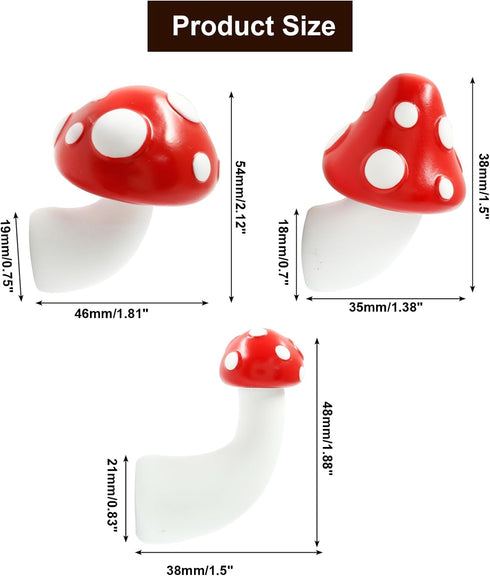 3Pcs Different Sizes Red Mushroom Fridge Magnet 3D Resin Mushroom Refrigerator Magnets Decorative for Kitchen, Home, Office Decor