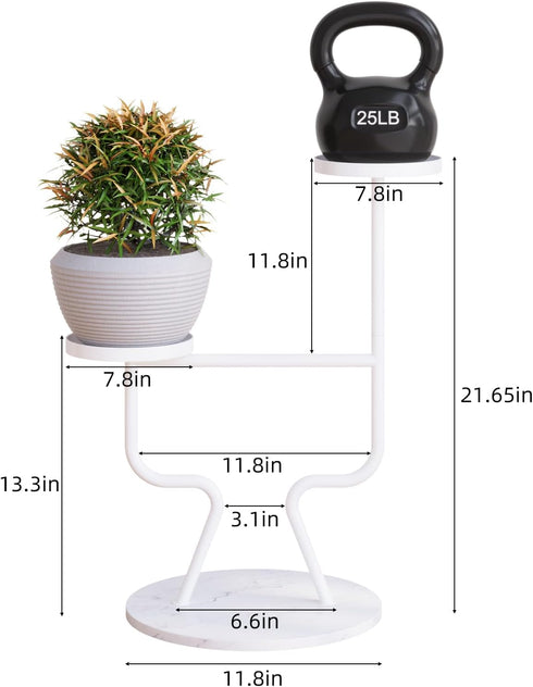 2-Tier Modern Metal Plant Stand Indoor, Flower Holder with Marble Base, Tall Tiered Planter Shelf for Living Room