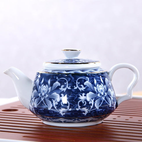 Alipis Porcelain Teapot, Blue and White Tea Pot Chinoiserie Chinese Teapot With Strainer Hole Vintage Flower Coffee Pot Pitcher For Kung Fu Tea Loose Leaf Blooming Tea by Alipis