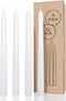 CANDWAX Set of 4 White Taper Candles, 12 Inch Dripless, Smokeless, Unscented, Long Burning, Hand Poured