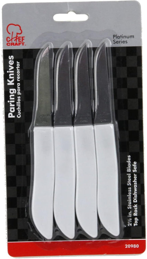 Chef Craft Select Paring Knife Set, 4 Piece Set, 2.5 Inch Blade, 6 Inches Length, Stainless Steel/Black