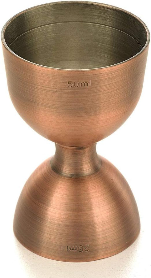 Barfly M37098ACP Heavy-Duty Straight Rim Bell Jigger, 25 ml x 50 ml, Antique Copper