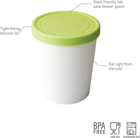 Tovolo Stackable Sweet Treat Ice Cream Tub with Tight-Fitting Silicone Lid, Freezer Storage Container for Sorbet &