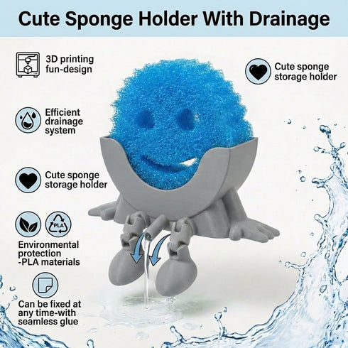 Generic 3D Countertop (1, Creative Hanging Sponge Holder with Drainage/Traceless Glue, Printing Funny Sponge Holders