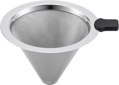 Small Size Pour Over Coffee Dripper, CAMPINGLIFE Reusable Stainless Steel Maker for 1-2 Cup (Silver)