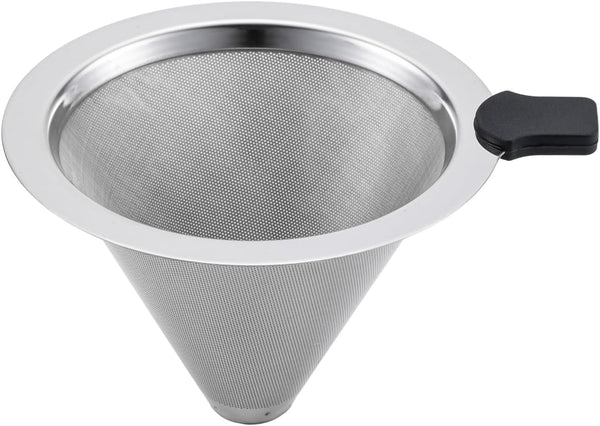Small Size Pour Over Coffee Dripper, CAMPINGLIFE Reusable Stainless Steel Maker for 1-2 Cup (Silver)