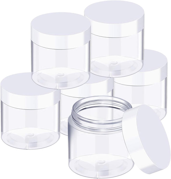 SATINIOR 6 Pack 3 oz Plastic Jars Containers with Lids, Refillable Leakproof Round Empty Jars for Organizing