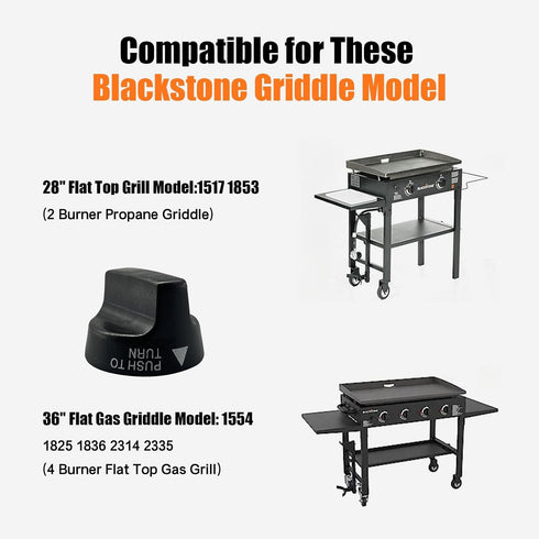 Replacement Burner Knobs for Blackstone Gas Griddle 36" & 28", Black (4 Pcs) - Fits Models 1517 1853 1554 1825 1836