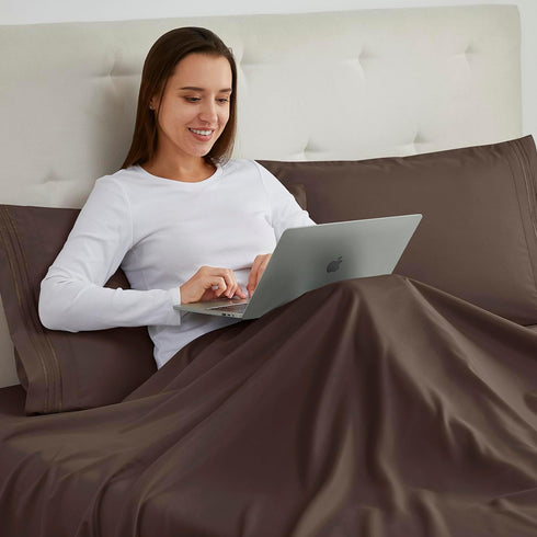 Nestl Brown Microfiber Queen Pillow Cases - Set of 2, 20x30 Inches
