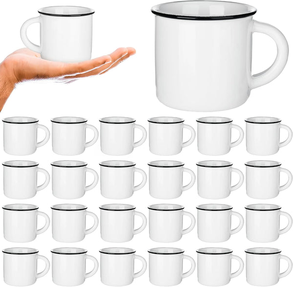 Uiifan 24 Pcs Ceramic White Coffee Mugs Bulk Vintage Espresso Mug Mini