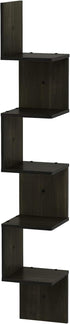 5-Tier Furinno Rossi Wall Mount Floating Corner Shelf, Square , Espresso